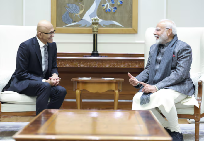 India's AI-driven tech future is discussed as PM Modi meets with Satya Nadella